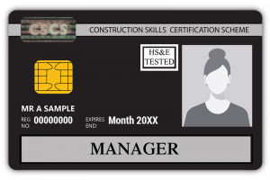 a black and white card with a woman on it level 7 Construction NVQ